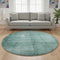 8' Teal And Aqua Abstract Washable Round Rug With UV Protection