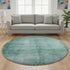 8' Teal And Aqua Abstract Washable Round Rug With UV Protection