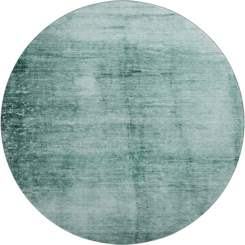 8' Teal And Aqua Abstract Washable Round Rug With UV Protection