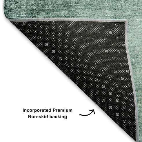 8' Teal And Aqua Abstract Washable Round Rug With UV Protection