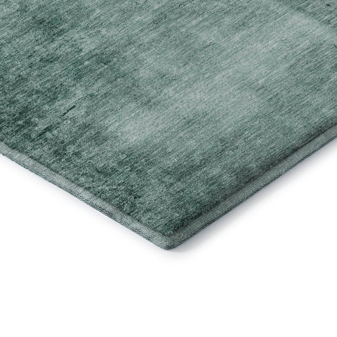 8' Teal And Aqua Abstract Washable Round Rug With UV Protection