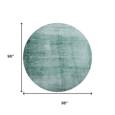 8' Teal And Aqua Abstract Washable Round Rug With UV Protection
