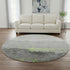 8' Artichoke Green And Gray Abstract Washable Round Rug With UV Protection