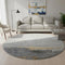 8' Gold And Gray Abstract Washable Round Rug With UV Protection
