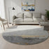 8' Gold And Gray Abstract Washable Round Rug With UV Protection