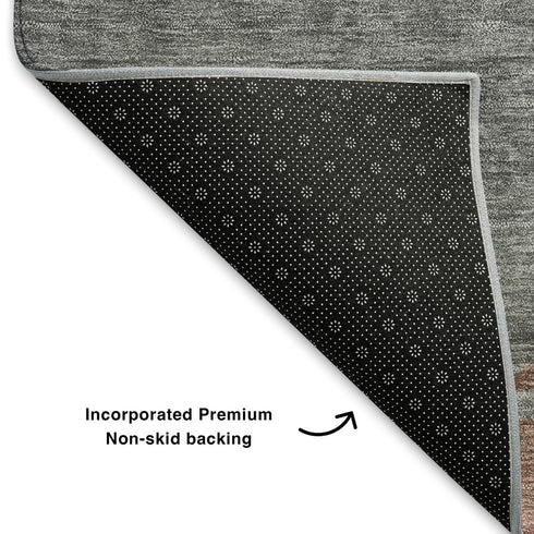 8' X 10' Salmon And Gray Abstract Washable Area Rug With UV Protection
