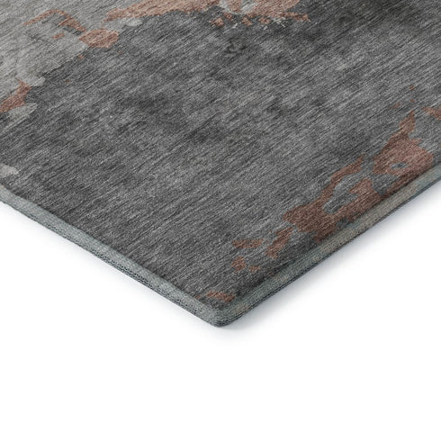 8' X 10' Salmon And Gray Abstract Washable Area Rug With UV Protection