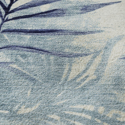 5' X 8' Blue And Ivory Floral Washable Area Rug With UV Protection