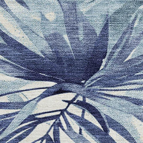 5' X 8' Blue And Ivory Floral Washable Area Rug With UV Protection