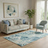 5' X 8' Teal And Ivory Floral Washable Area Rug With UV Protection