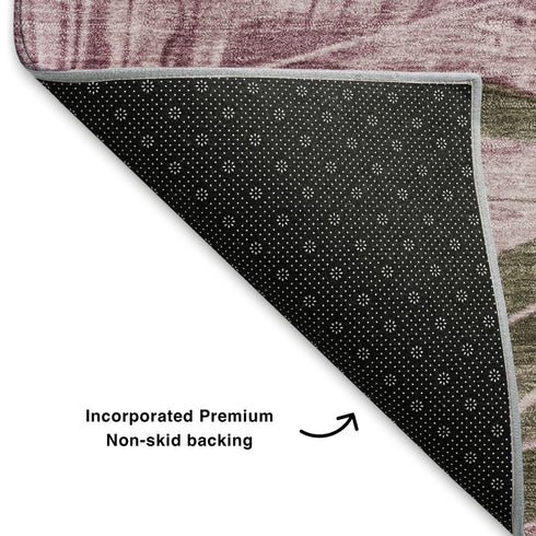 9' X 12' Brown And Pink Floral Washable Area Rug With UV Protection
