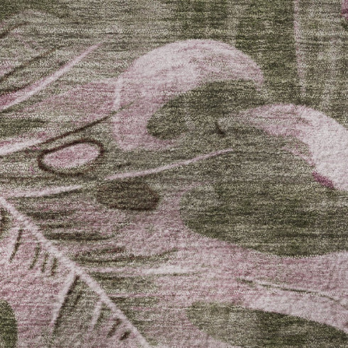 9' X 12' Brown And Pink Floral Washable Area Rug With UV Protection