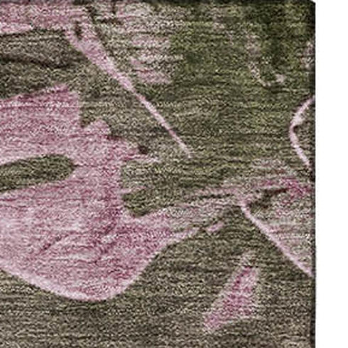 9' X 12' Brown And Pink Floral Washable Area Rug With UV Protection