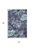 5' X 8' Blue And Green Floral Washable Area Rug With UV Protection
