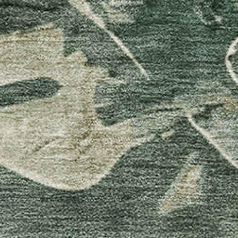 5' X 8' Fern Green And Sage Floral Washable Area Rug With UV Protection