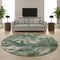 8' Fern Green And Sage Floral Washable Round Rug With UV Protection