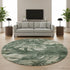 8' Fern Green And Sage Floral Washable Round Rug With UV Protection