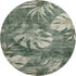 8' Fern Green And Sage Floral Washable Round Rug With UV Protection