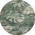 8' Fern Green And Sage Floral Washable Round Rug With UV Protection