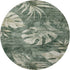 8' Fern Green And Sage Floral Washable Round Rug With UV Protection
