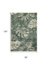 8' X 10' Fern Green And Sage Floral Washable Area Rug With UV Protection