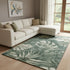 8' X 10' Fern Green And Sage Floral Washable Area Rug With UV Protection