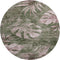 8' Olive Green And Blush Floral Washable Round Rug With UV Protection