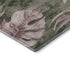8' Olive Green And Blush Floral Washable Round Rug With UV Protection