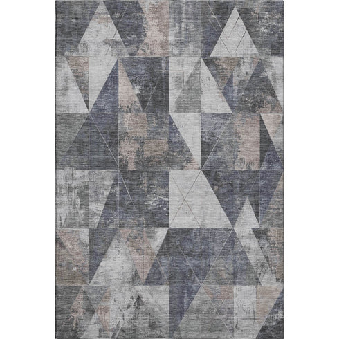 5' X 8' Gray And Beige Geometric Washable Area Rug With UV Protection