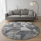 8' Gray And Beige Geometric Washable Round Rug With UV Protection