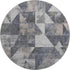 8' Gray And Beige Geometric Washable Round Rug With UV Protection