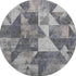 8' Gray And Beige Geometric Washable Round Rug With UV Protection