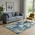 5' X 8' Navy Blue And Gold Geometric Washable Area Rug With UV Protection