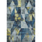 5' X 8' Navy Blue And Gold Geometric Washable Area Rug With UV Protection