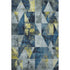 5' X 8' Navy Blue And Gold Geometric Washable Area Rug With UV Protection