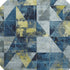 8' Navy Blue And Gold Geometric Washable Round Rug With UV Protection