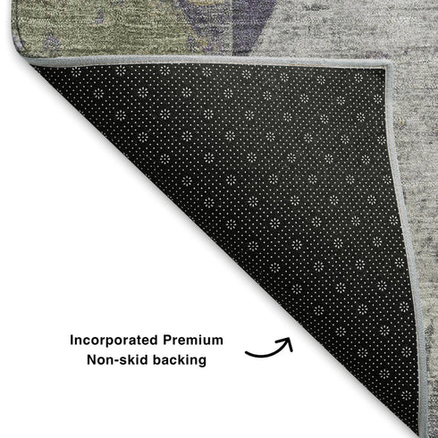 8' X 10' Purple And Beige Geometric Washable Area Rug With UV Protection