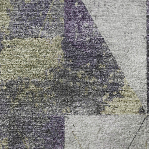 8' X 10' Purple And Beige Geometric Washable Area Rug With UV Protection