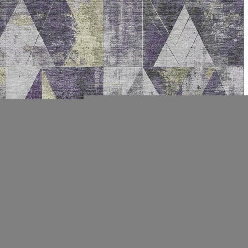 8' X 10' Purple And Beige Geometric Washable Area Rug With UV Protection