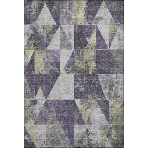 8' X 10' Purple And Beige Geometric Washable Area Rug With UV Protection