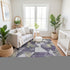 9' X 12' Purple And Beige Geometric Washable Area Rug With UV Protection