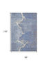 8' X 10' Denim Blue And Gray Abstract Washable Area Rug With UV Protection