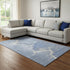 8' X 10' Denim Blue And Gray Abstract Washable Area Rug With UV Protection