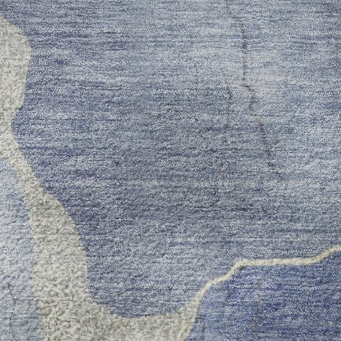 8' X 10' Denim Blue And Gray Abstract Washable Area Rug With UV Protection