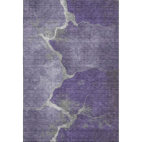 8' X 10' Purple And Beige Abstract Washable Area Rug With UV Protection
