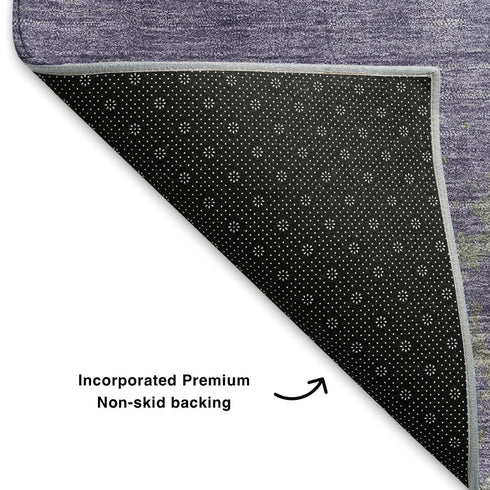 8' X 10' Purple And Beige Abstract Washable Area Rug With UV Protection