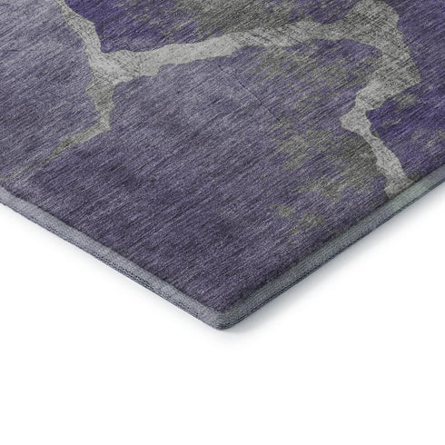 8' X 10' Purple And Beige Abstract Washable Area Rug With UV Protection