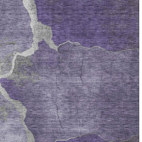 8' X 10' Purple And Beige Abstract Washable Area Rug With UV Protection