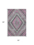 5' X 8' Blush Charcoal And Gray Diamond Washable Area Rug With UV Protection