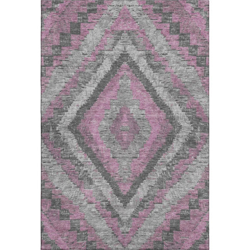 5' X 8' Blush Charcoal And Gray Diamond Washable Area Rug With UV Protection